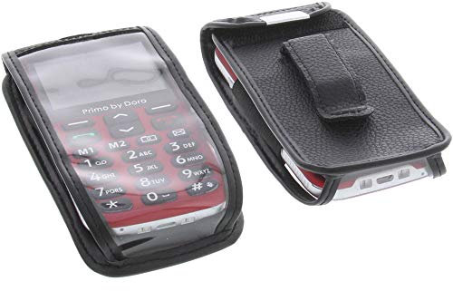 foto-kontor Pochette pour téléphone Portable Compatible avec Doro Primo 366 avec fenêtre et Clip Ceinture Housse de Protection Noir