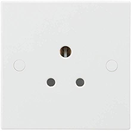 Knightsbridge White Square edge Plastic 5A Unswitched Round Pin Socket
