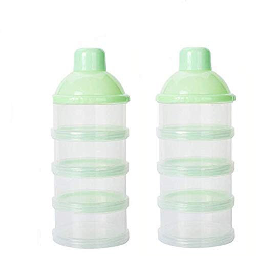 Milchpulver Portionierer Baby,4 Lagiger Milch Pulver Spender,Säuglingsnahrung Kasten,Formel Milchpulver Zufuhr Tragbare,Milchpulver Spender Stapelbare,Milchpulver Box(2 Stück,BPA-frei)