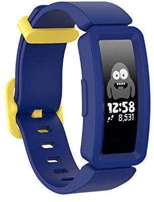 TopTen Uhrenarmband kompatibel für Fitbit Ace 2 / Fitbit Inspire / Inspire HR Activity Tracker für Kinder ab 6 Jahren, Silikon Verstellbares Armband Armband Ersatzzubehör Armband (blau/gelb)