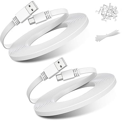 BASESAILOR Micro USB Power Cable 9M/2Pack,Flat Micro USB Charging Power Cord,Charger for Wyze Cam V3,Pan V4,Nest Yi,Blink XT XT2 Outdoor/Indoor 3 3rd,Arlo Q,Zmodo,Furbo Dog,Netvue,Xbox One Controller