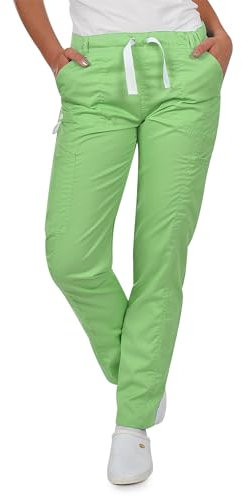 B-well Medizinische Schlupfhose Arbeitshose Dante 5 Taschen Unisex mit elastischem Bund und Gesäßtaschen Krankenhaus Uniformhose mit mittlerer Taille und Rundumgummibund Grün S