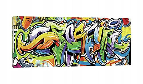 WallArena- Leinwand Bilder - Graffiti - 145x45 cm Leinwandbilder - Bild auf leinwand - Wandbild XXL groß Wandbilder für Wohnzimmer Schlafzimmer Wohnzimmerbilder Modern kunstdruck - Straßenkunst