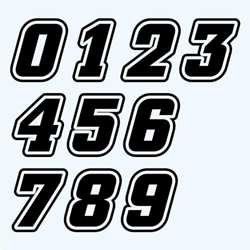 pubblimania Motorrad Aufkleber Nummern. Sticker Aufkleber Packung mit 10 Stück für Motorräder, Autos, Motocross, Quads, Roller, Wohnmobile, LKWs