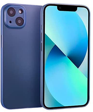 doupi UltraSlim Hülle kompatibel für iPhone 13 Mini (5,4 Zoll), Ultra Dünn Fein Matt Handyhülle Cover Bumper Schutz Schale Hard Case Taschenschutz Design Schutzhülle, blau