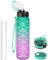 GOPPUS Trinkflasche, 1L BPA-Frei Tritan Wasserflasche mit Strohhalm, Trinkflasche Sport Auslaufsicher mit Zeitmarkierung und Bürste, Sportflasche für Fitness, Schule, Yoga, Outdoor(1 Flasche)
