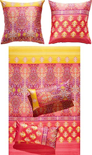 Erwin Müller Bettwäsche Mako-Satin Koralle-gelb Größe 1x 155x220 cm + 1x 80x80 cm