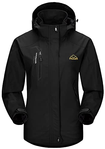 YSENTO Damen Outdoor Wanderjacke Wasserdicht Übergangsjacke Leicht Atmungsaktie Regenjacke Funktionsjacke mit Abnehmbarer Kapuze