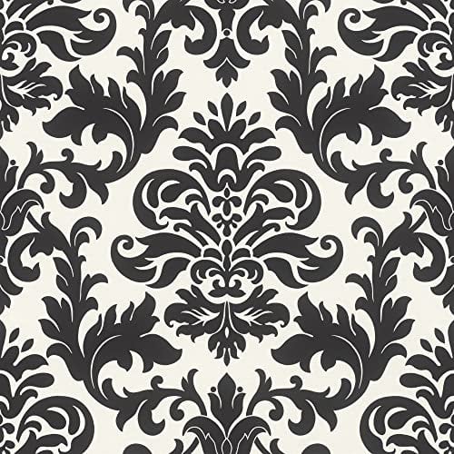 Rasch Tapete 278507 - Schwarz-Weiße Tapete mit geschwungenen Ornamenten im Barock-Stil - 10,05m x 0,53m (LxB)