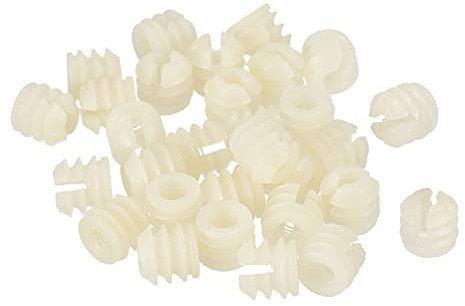 sourcing map Möbel-Kunststoff-vor-eingefügte Muttern, 11 mm x 10,5 mm, 30 Stück, Scharnierdübel-Einsätze, Panel-Erweiterungsmuttern für Scharnier, selbstschneidende Schraube, Möbelverbinderbeschläge