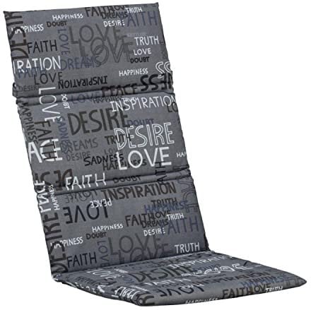 KETTtex Auflage Hochlehner Anthrazit mit Schriftzug I Gartenstuhl Polster 120x48x3cm I Trendy Sitzauflage weich & robust I atmungsaktive Stuhlauflage UV-beständig I Dessin 8575