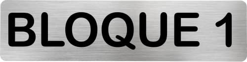 Becral® - Señal de acero inoxidable BLOQUE 1 | Placa puerta INOX | Señal informativa | Cartel Puerta 200X50mm