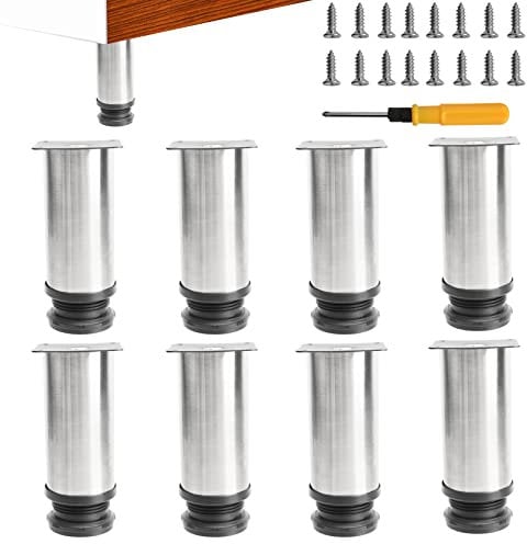 Uotyle 8PCS Adjustable Table Legs 120mm Adjustable Legs For Furniture Stainless Steel Cabinet Table Legs With Screws & Screwdriver For Home/Office/Kitchen