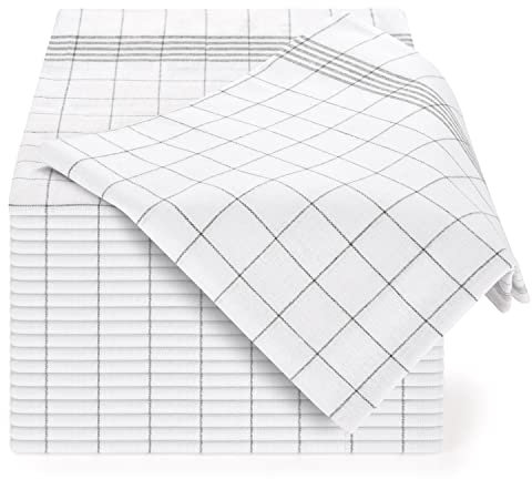 Blumtal paños de cocina algodon 50x70cm en juego de 10 - trapos cocina de 100% algodon - trapos de cocina para secar súper absorbentes - paños cocina algodon - kitchen towels - trapos grises a cuadros