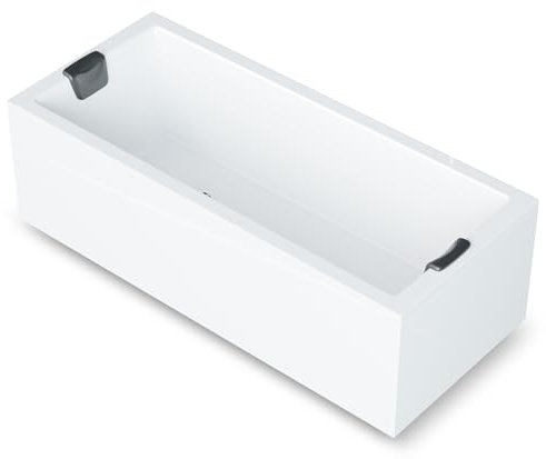 AQUADE Acryl Badewanne 190x90 Modell: Ulm - Weiß Badewanne Komplettset 190x90 - Badewannen mit Wannenfüßen + Schürze + Ab-Überlaufgarnitur mit Zulauf + Nackenkissen