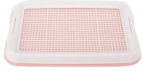 MagiDeal Dog Potty Toilet Training Tray Puppy Pee Pad Holder Anti Slip Removable Indoor Mesh Potty Training Tray Dog Potty Pan for Small Size Dogs, Pink