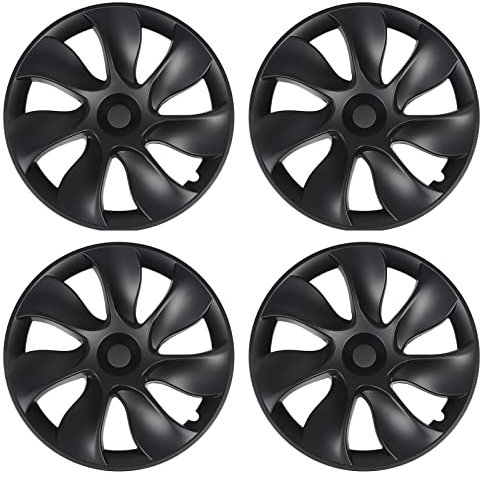 4PCS Model Y Radabdeckung Radkappen, 19 Zoll Radnabenkappe Whirlwind Sportliche Felgenabdeckung Ersatz für Model Y 2020 Bis 2023 (Matt-schwarz)