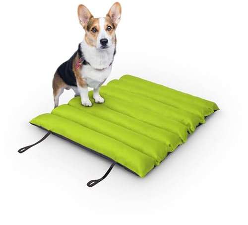 Bestlivings Hundematte 85x70cm (Limette) - Outdoor - wasserabweisend & atmungsaktiv - Hundebett gepolstert - waschbares Hundekissen für draußen