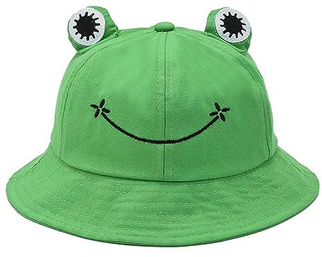 BOBOZHONG Fischerhüte,Anglerhut Frosch Sonnenhut,Sommerhut Unisex Faltbar Outdoor Hut,Wide Brim Beach Summer Hat für Camping Wandern(Grün)