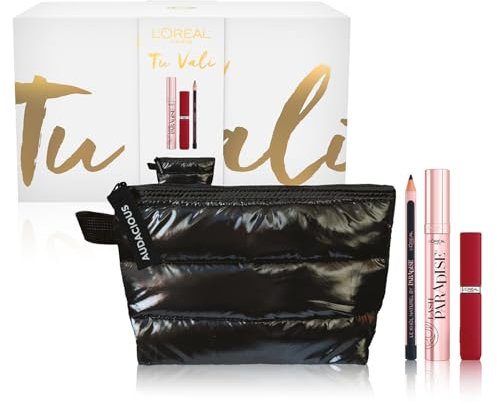 L'Oréal Paris, Pochette Regalo con Mascara Volumizzante, Matita Occhi e Rossetto Liquido Matte, Per Look Impeccabili, Con Esclusivo Beauty Case Piumino