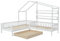 Hausbett Kinderbett mit großer Stauraum Schublade und Ablage für 2 Kinder 90 x 200 cm & 70 x 140 cm Weiß