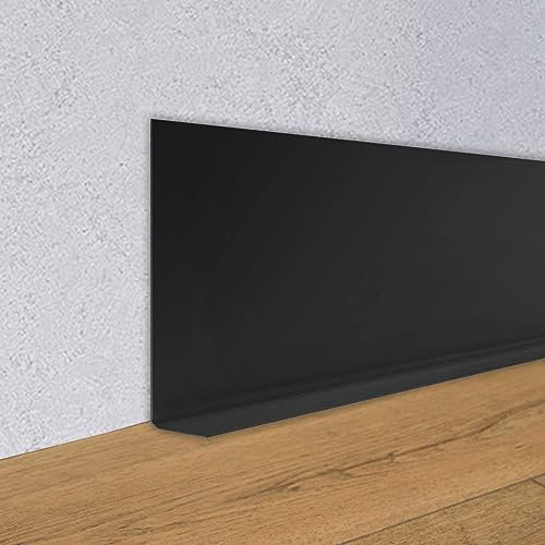MENAYODA Rodapié blando de PVC, 100 x 12 mm, autoadhesivo, tira decorativa flexible con pliegues para cubrir grietas en las esquinas (6 m, negro)