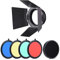 KOCAN Honeycomb Grid, 96mm Universalhalterung aus Metall Bardoor Scheunentor Barndoor mit Wabe 4pcs Color Gel Filter für 180W 250W 300W MD-250 MD-300 Studio Strobe-Blitz-Licht Monolight