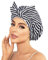 Luvruitaky Gorro de ducha de lujo para mujer, reutilizable, impermeable, con lazo ajustable (rayas negras)