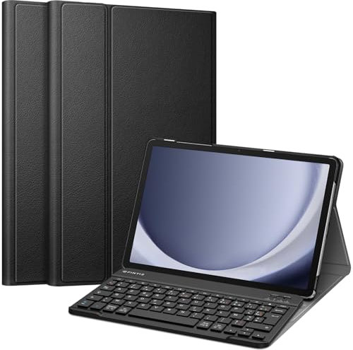 FINTIE Clavier pour Samsung Galaxy Tab A9 Plus (A9+) 11 Pouces 2023 (SM-X210/X216/X218), Clavier AZERTY Bluetooth sans Fil, Housse Rigide et Fine Étui Multipositions, Noir