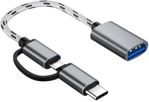 Adaptateurs 2 en 1 Type-C/Micro vers USB, Câble Adaptateur USB vers USB C OTG,Compatible avec Samsung Galaxy S21 S22 S23 Note 20/10 A53, Google Pixel et d'autres Appareils Android, Gris