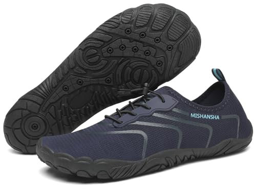 Mishansha Badeschuhe Herren Damen Aquaschuhe Atmungsaktiv Schnell Trocknend Sommer Schwimmschuhe Unisex Wasserschuhe für Outdoor Sports, Dunkelblau 41 EU