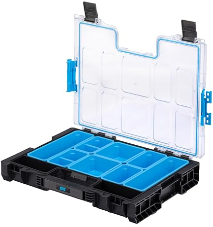 OX Tools TOOLTREK Trade Organiser 200, Waterproof Dustproof Toolbwith Removable Storage Compartments