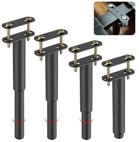 JOLIGAEA Lot de 4 Pieds de Lit Réglables, 18-33CM Résistants Pied de Lit sans Perçage, Pieds Rétractables en Métal, Pied de Meuble pour Lattes Universel Sommier MéTal, Canapé
