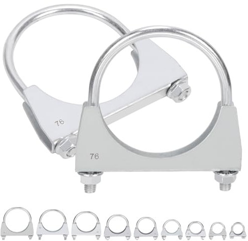 Mardatt 2 abrazaderas con perno en U, abrazadera de acero inoxidable para escape, gancho de salida en U (3)