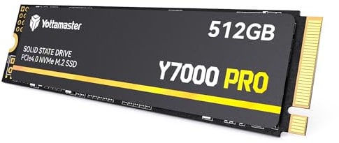 Yottamaster Y7000Pro 512GB SSD M.2 PCIe 4.0, hasta 7000MB/s, Unidad de Estado sólido Interno M.2 2280 NVMe con Flash NAND QLC 3D, Mejora el Almacenamiento para PS5, PC, portátil y Gaming