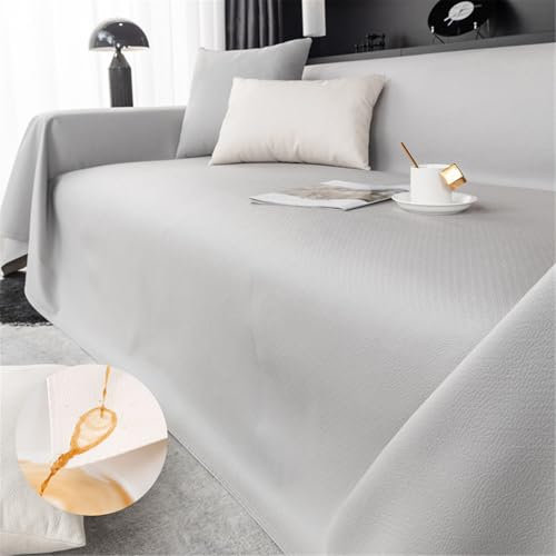 FANSU Sofabezug L Form 1 2 3 4 Sitzer, Wasserdicht PU Leder Sofaüberwurf Decke Ecksofa rutschfeste Couch Bezug Sofaschoner Sofa Decken Couch Überwürf Einteiliger Sofabezug (90x180cm,Grau)