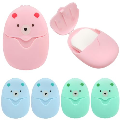 TNSLAND 6 Boxen Papier Seife, Mini Reisen Papier mit 300 Tabletten, Seifenblätter für Unterwegs Seifenblätter Reisen, Einweg Papierseife für Reisen, Camping und den Alltag