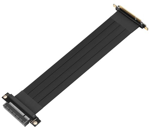 GINTOOYUN PCI-E X8 Riser Cable PCI-Express 3.0 X8 Extender Adapter Jumper 90 Degree PCIE-X8 Male Plug to 180 Degree PCIE-X8 Female Plug Extension Cable for Graphics Card(11.18 Inch) (Style 1)