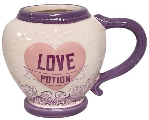DIVAS SPIRITUAL Holiday Tall 3D Novelty Mug with Character Design, Christmas Coffee Mug with Grinch Candy Cane Handle, Love Potion Mug, Upside Down Santa Snowman, (Love Potion)