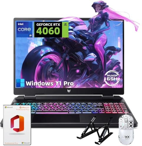 acer Predator Helios Neo-16 Ordinateur portable de jeu – Écran WUXGA 165 Hz, Intel Core i9-14900HX, NVIDIA GeForce RTX 4060, 64 Go de RAM DDR5, 4 To SSD, Microsoft Office 2021 et Windows 11 Pro à vie