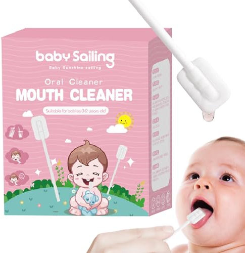 I- Lote de 30 palitos de limpieza de lengua de gasa para bebés, cepillo de dientes y limpiador bucal de 0 a 36 meses