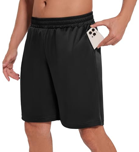 AMIYOYO Sporthose Herren Kurz Hosen Sommer Shorts Schnelltrocknend Leicht Sport Trainingshose Laufhose Gym Jogginghose Mit Taschen(XXL,ASchwarz
