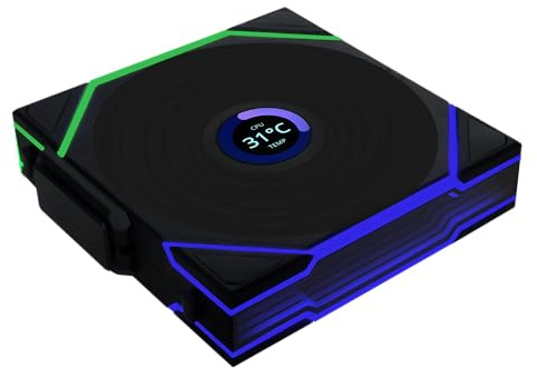 Lian Li UNI Fan TL 12RTLLCD1W1B LCD Wireless 120, Einzelpackung (Reverse Blade), 2,4 GHz kabellose Signalsteuerung, Infinity-Spiegel-Design, LCD-Display, Controller nicht im Lieferumfang enthalten und