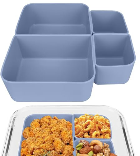 Linkidea 4 Stück Lunchbox-Einsätze, Ersatzteiler, Bento-Box-Zubehör in Lebensmittelqualität zum Unterteilen von Lebensmitteln, Lunchbox-Teiler passen in Gläser, Bento-Lunchbox (Blau)