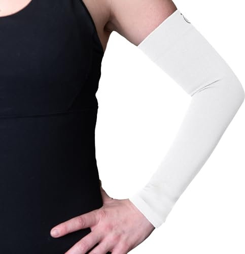FitLegs - Sports Compression Arm Sleeve - 18-24mmHg for Muscle Fatigue, Endurance, Soreness & Recovery - White - Large