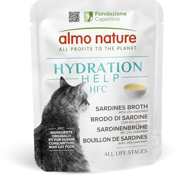 almo nature HFC Hydration Help Nassfutter für Katzen - Sardinenbrühe mit Sardinen - Human-Grade, Glutenfrei, Monoprotein, 50 g, 24 Stück, 1,2 kg