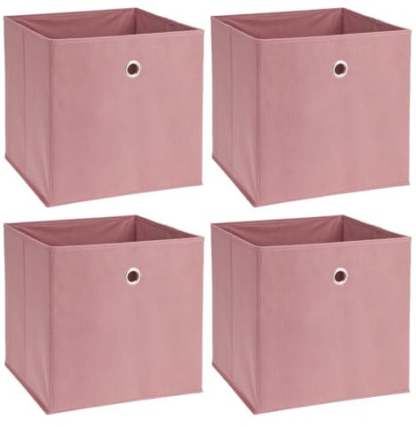 Murago - 4er Set Faltbox ca. 30x30x30 cm Rosa - Würfel Aufbewahrungsbox faltbar Aufbewahrungskörbe Einschub Korb Boxen Box Stoff Altrosa für Kleidung Spielzeug Kinderzimmer Baby Regalkorb Klappbox
