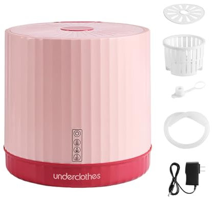 Mini machine à laver 4L, Machine a laver portable, Faible Consommation d'Eau et d'Énergie,Lave-linge De Voyage, De Camping, Pour Sous (Rose)