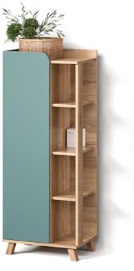 Livinity Midischrank Marano, Blau-Grau, 50 x 128 cm | mit Tür und offenen Fächern