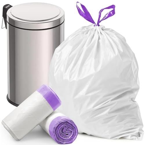 XIQIYY 10L Kleine Müllbeutel Mit Zugband, 80 Stück, Weiß
